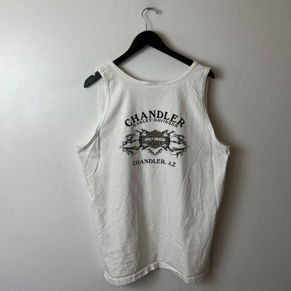 Vintage Y2K Harley Davidson Chandler AZ Tank Top Extra Large XL Adult White - Picture 14 of 16